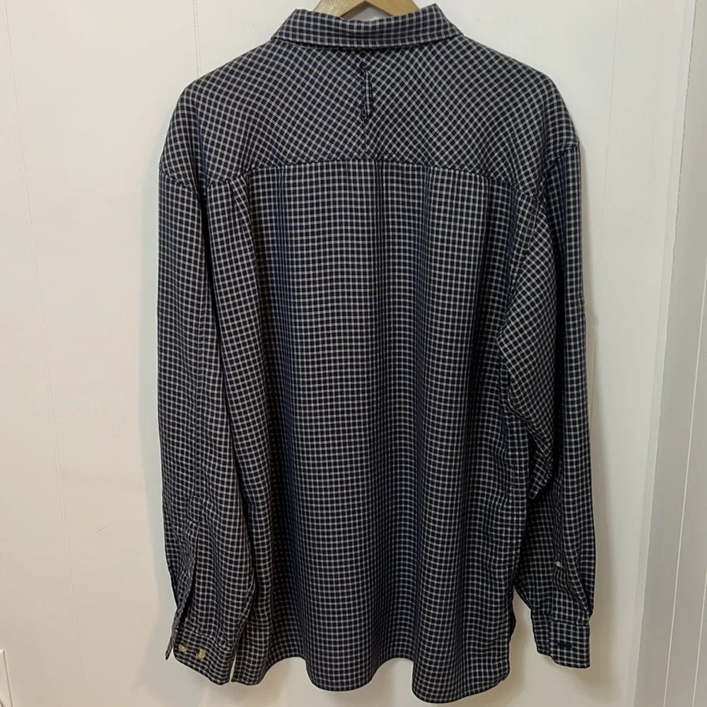 The North Face Traverse Navy Blue Tan Check Long Sleeve Button Down Shirt LARGE